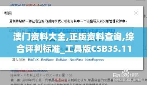 澳门资料大全,正版资料查询,综合评判标准_工具版CSB35.11