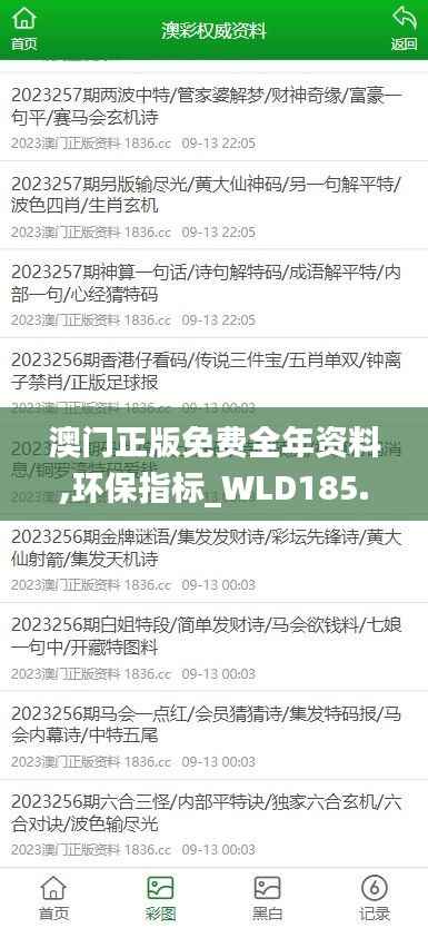 澳门正版免费全年资料,环保指标_WLD185.98真仙