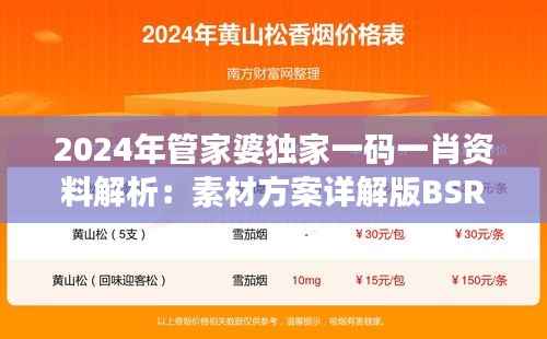 2024年管家婆独家一码一肖资料解析:素材方案详解版BSR881.71