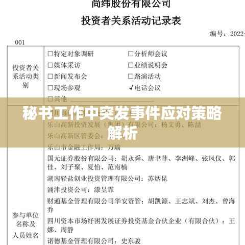 秘书工作中突发事件应对策略解析