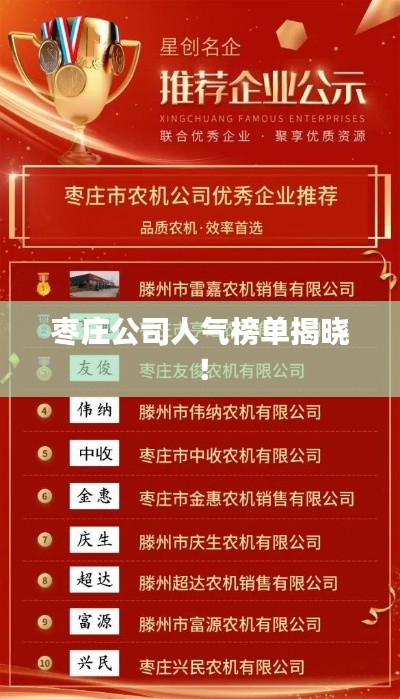 枣庄公司人气榜单揭晓!